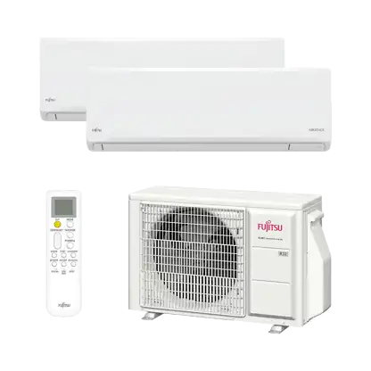 Climatiseur Split 2x1 - FUJITSU ASY25U2MI-KN 3NGF0140, 2150 fg/h, Fonction Inverter, Blanc