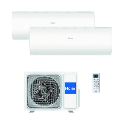 Climatiseur Split 2x1 - HAIER Perla Premium, 3095 fg/h, Fonction Inverter, Blanc