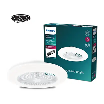 Ventilateur de plafond - PHILIPS 8720169248762, 85 W, 6 vitesses vitesses, Blanc