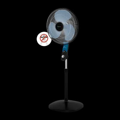 Ventilateur sur pied - Rowenta VU4420F2, 60 W, 1.3 m, 55 m³/min, 54 dB, 3 vitesses, Fonction Antimosquitos, Silencieux, Noir