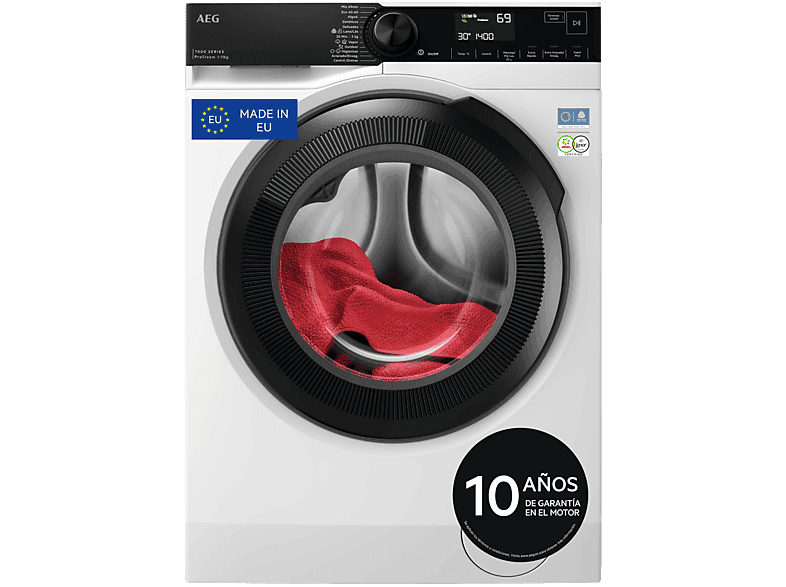 Lave-linge hublot - AEG LFSR7304L4BP, 11 kg, 1400 rpm, 12 programmes, Programme Hygiène vapeur, Tiroir extra-large, Blanc