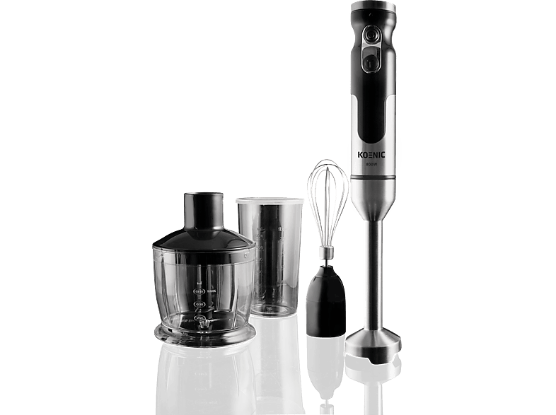 Mixeur plongeant - KOENIC KHB 83422 SET, 800 W, 2 Niveles de Velocidad, 16400 rpm, Noir/Acier inoxidable