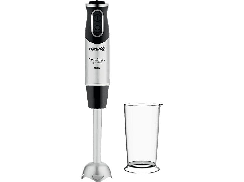 Mixeur plongeant - Moulinex DD65A810 QuickChef, 1000 W, Tecnología Powelix, 10 vitesses, Fonction Turbo, Vaso Medidor, Acier Inoxidable
