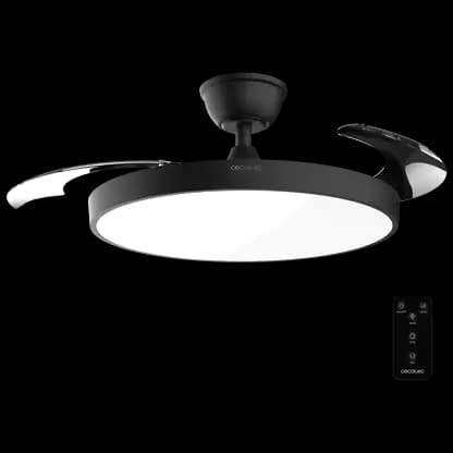 Ventilateur de plafond - Cecotec EnergySilence Aero 300 Air Invisible Silver, 3 aspas retráctiles, Motor DC 30 W, Luz LED, 6 vitesses, Noir