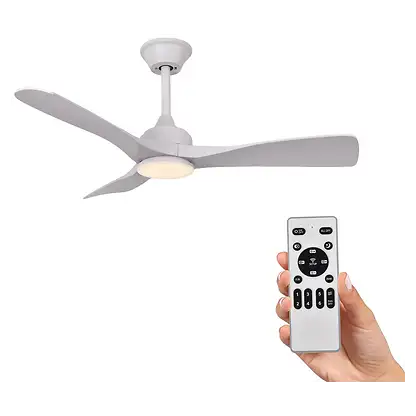 Ventilateur de plafond avec éclairage LED - HOLA LED LED RXFL024, Luz LED Regulable 30W, 3000K-6000K, Blanc, 42inch, 6 niveles de velocidad vitesses, Blanc