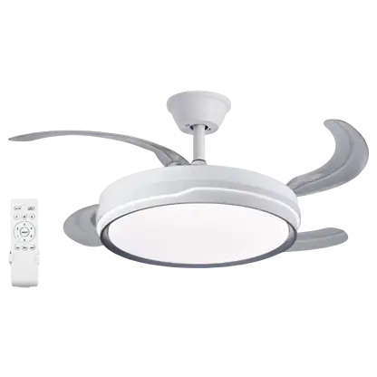 Ventilateur de plafond avec éclairage - SELEOK FLMFSD-2301, 30 W, 6 vitesses, Aspas retráctiles, Blanc